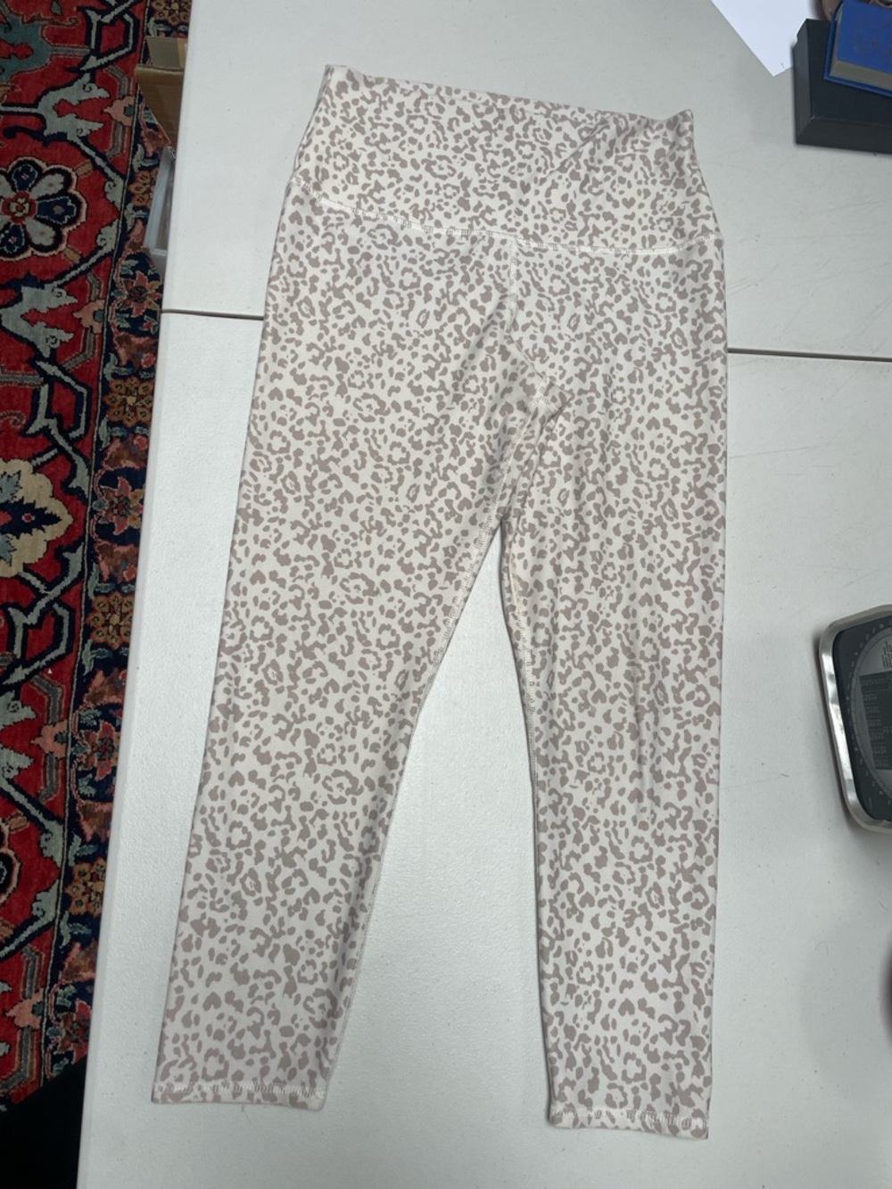 Evolution and Creation Beige Leopard Print Leggings